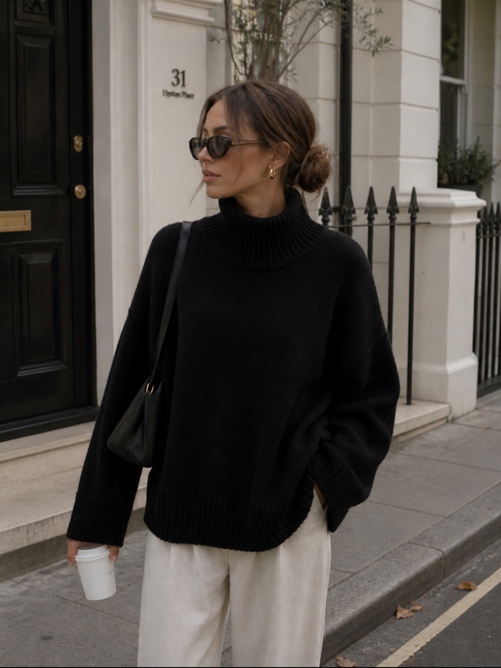 Abercrombie Black Oversized Turtleneck Sweater Cozy Knit XS